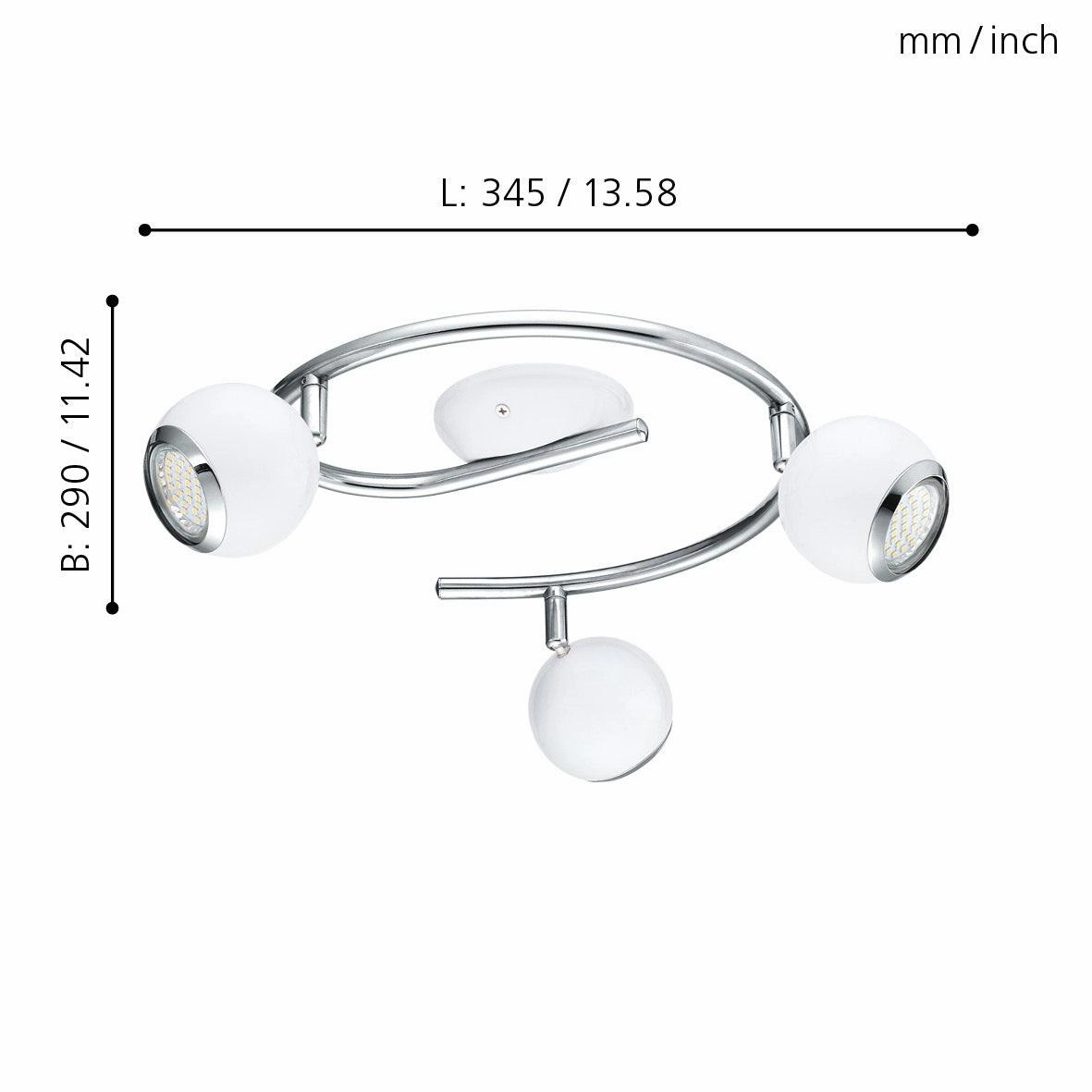 Eglo Bimeda 3 Light White & Chrome Spotlight