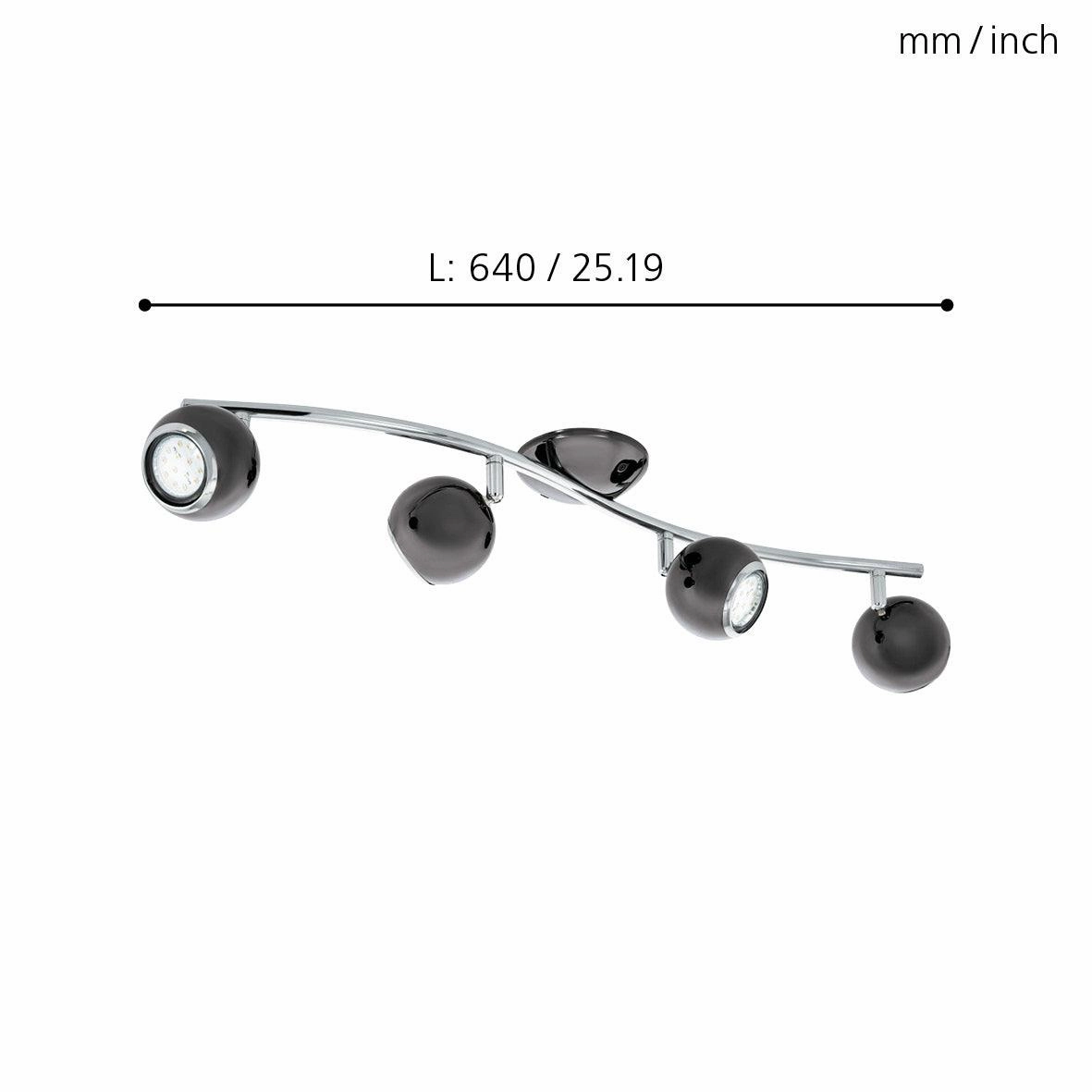 Eglo Bimeda 4 Light Black Nickel & Chrome Bar Spotlight