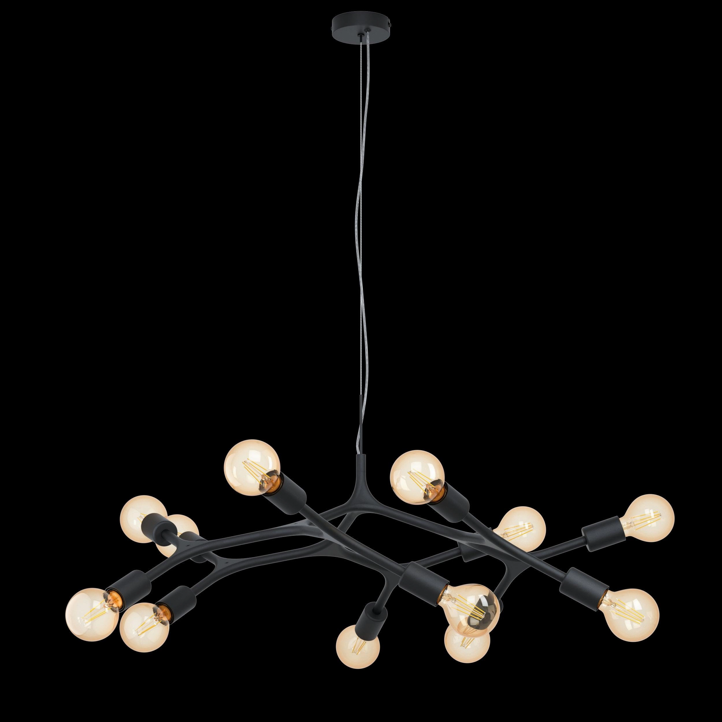 Eglo Bocadella 12 Arm Black Metal Ceiling Pendant