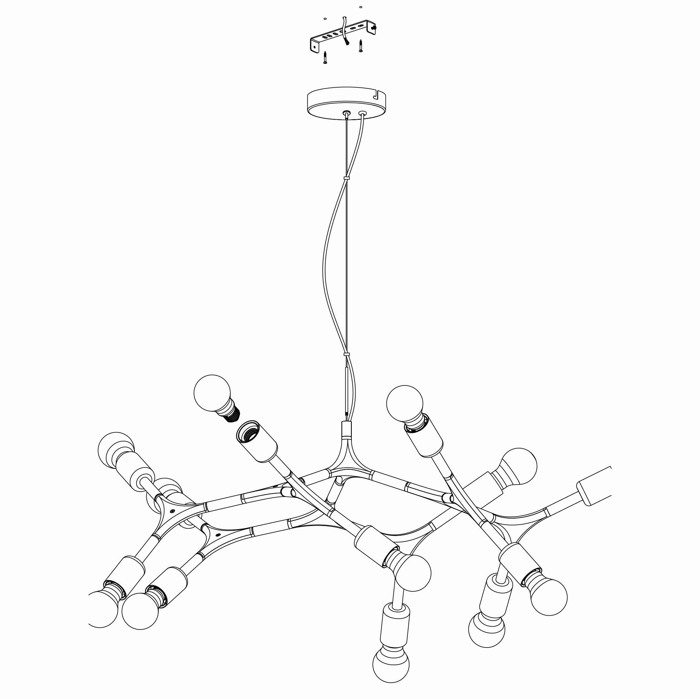 Eglo Bocadella 12 Arm Black Metal Ceiling Pendant