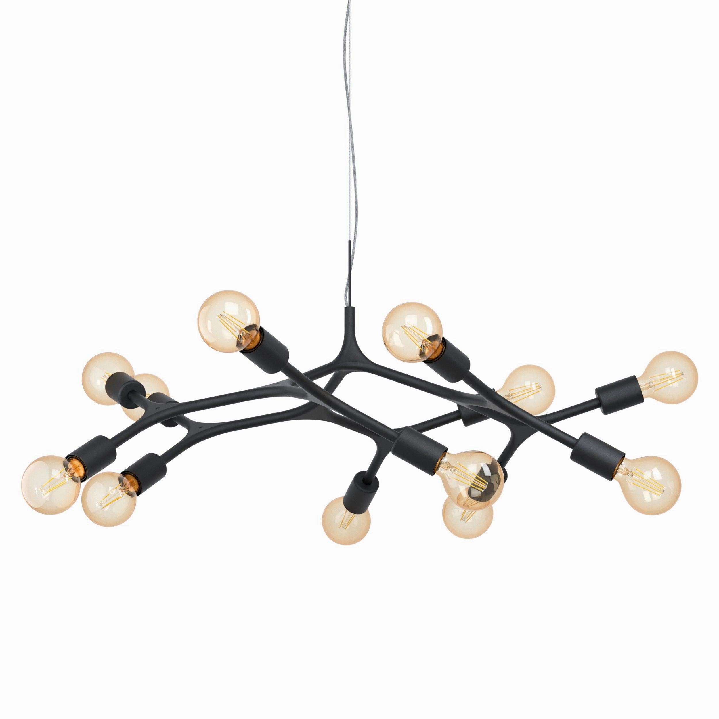Eglo Bocadella 12 Arm Black Metal Ceiling Pendant