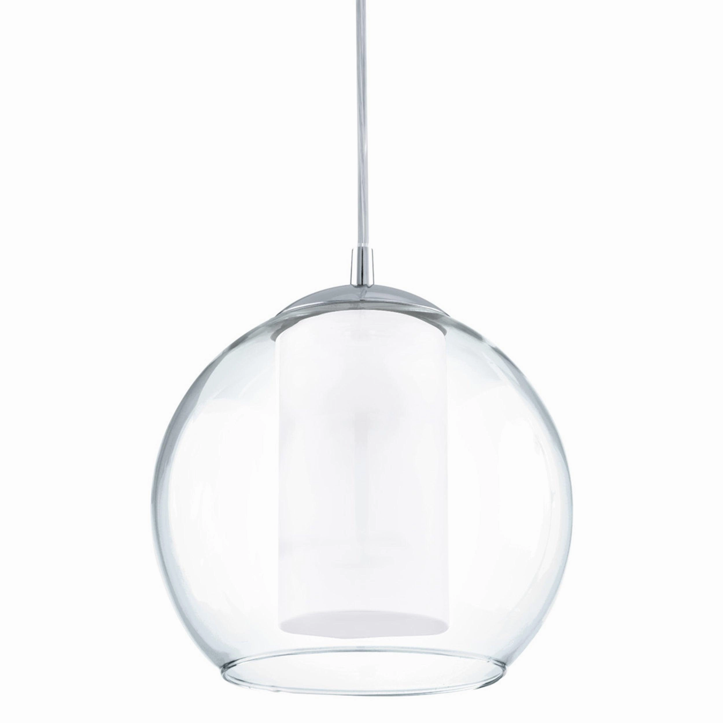 Eglo Bolsano Chrome Clear & White Glass Ceiling Pendant