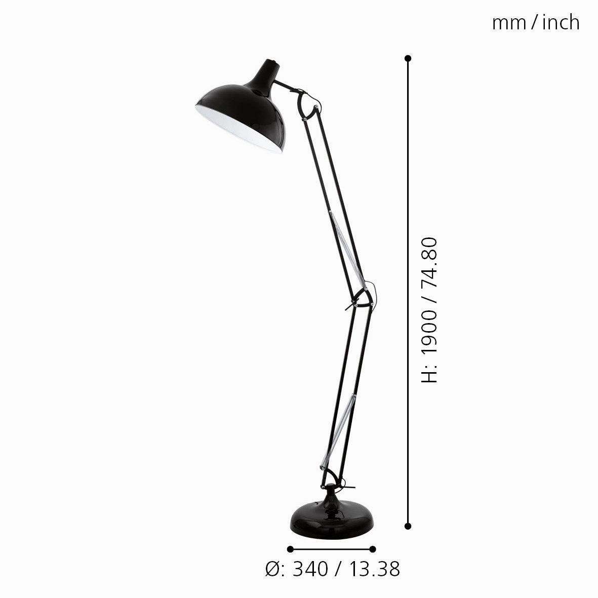 Eglo Borgillio Adjustable Black Metal Floor Lamp