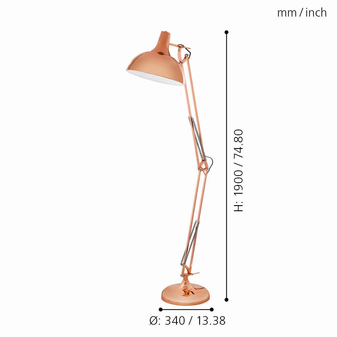 Eglo Borgillio Adjustable Copper Metal Floor Lamp