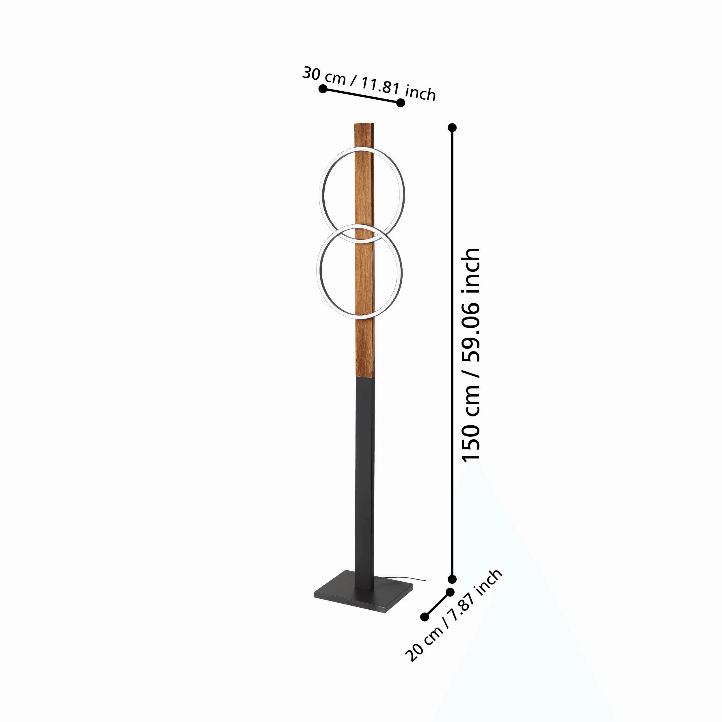 Eglo Boyal LED Flamed Wood & Black Metal Floor Lamp