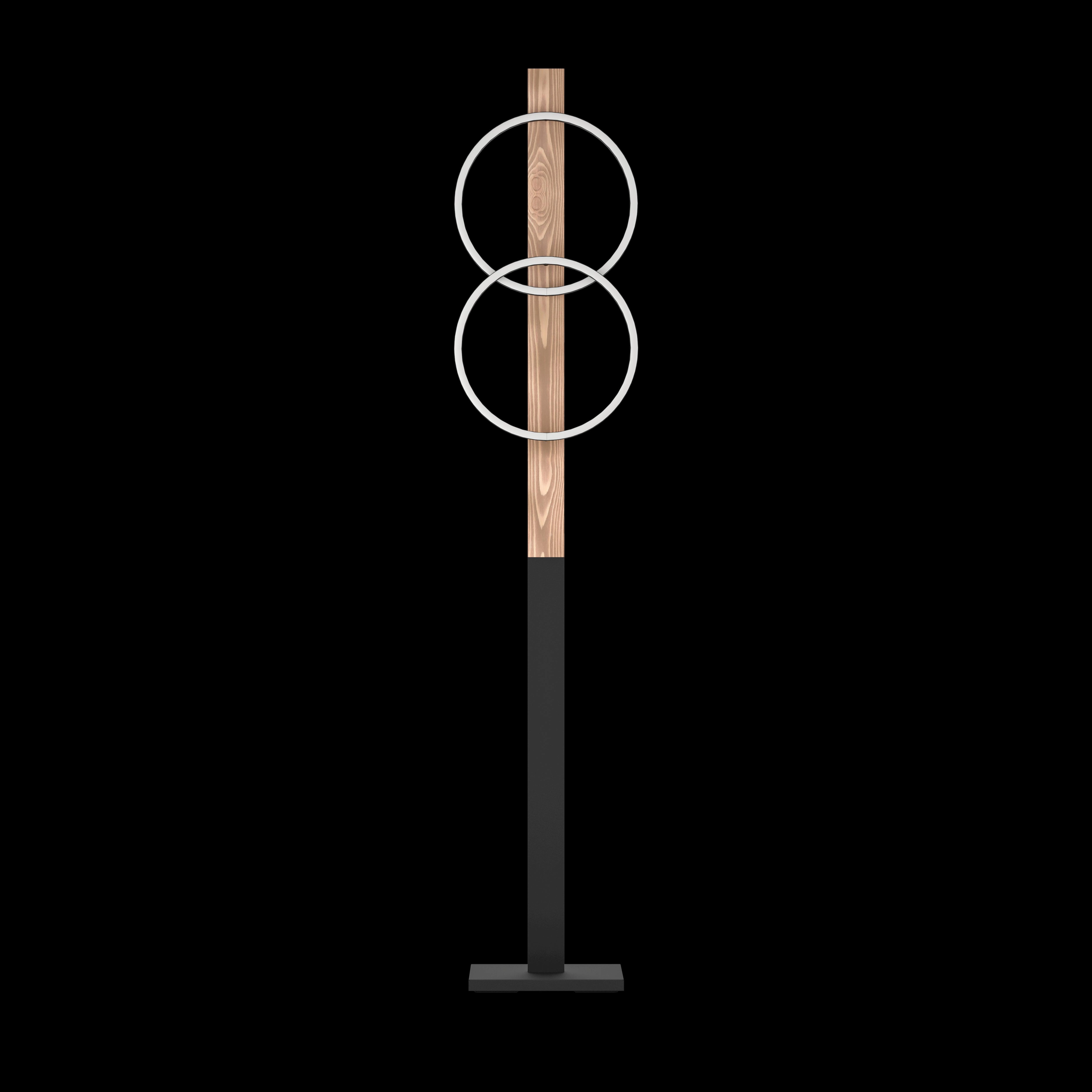 Eglo Boyal LED Flamed Wood & Black Metal Floor Lamp