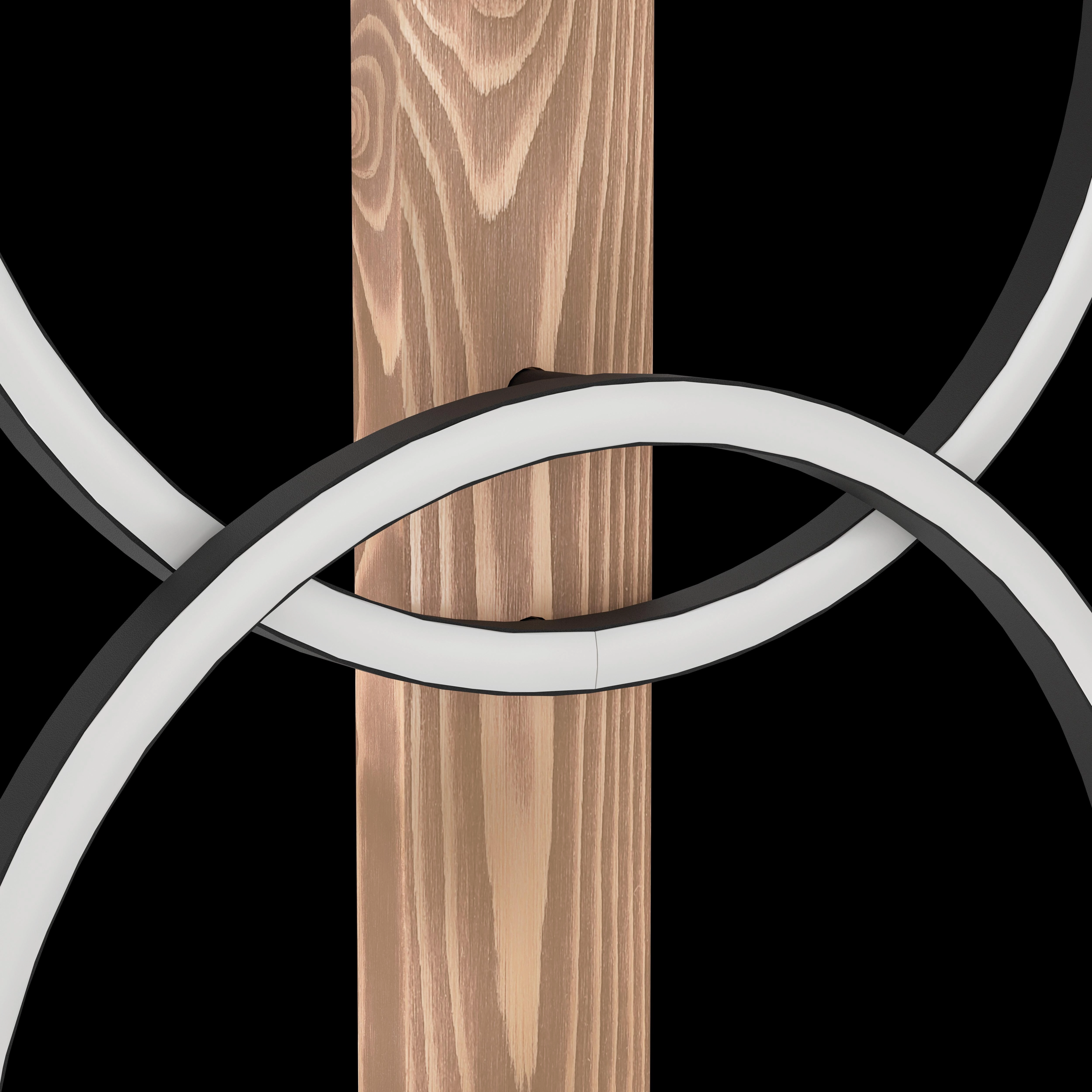 Eglo Boyal LED Flamed Wood & Black Metal Floor Lamp