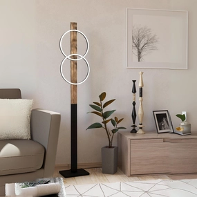 Eglo Boyal LED Flamed Wood & Black Metal Floor Lamp creative lampshade design