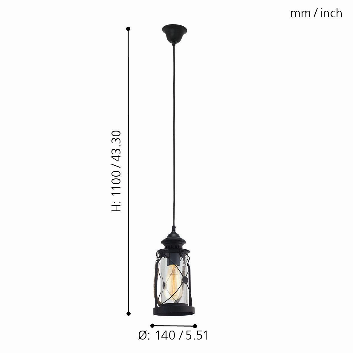 Eglo Bradford Lantern Style Black Ceiling Pendant