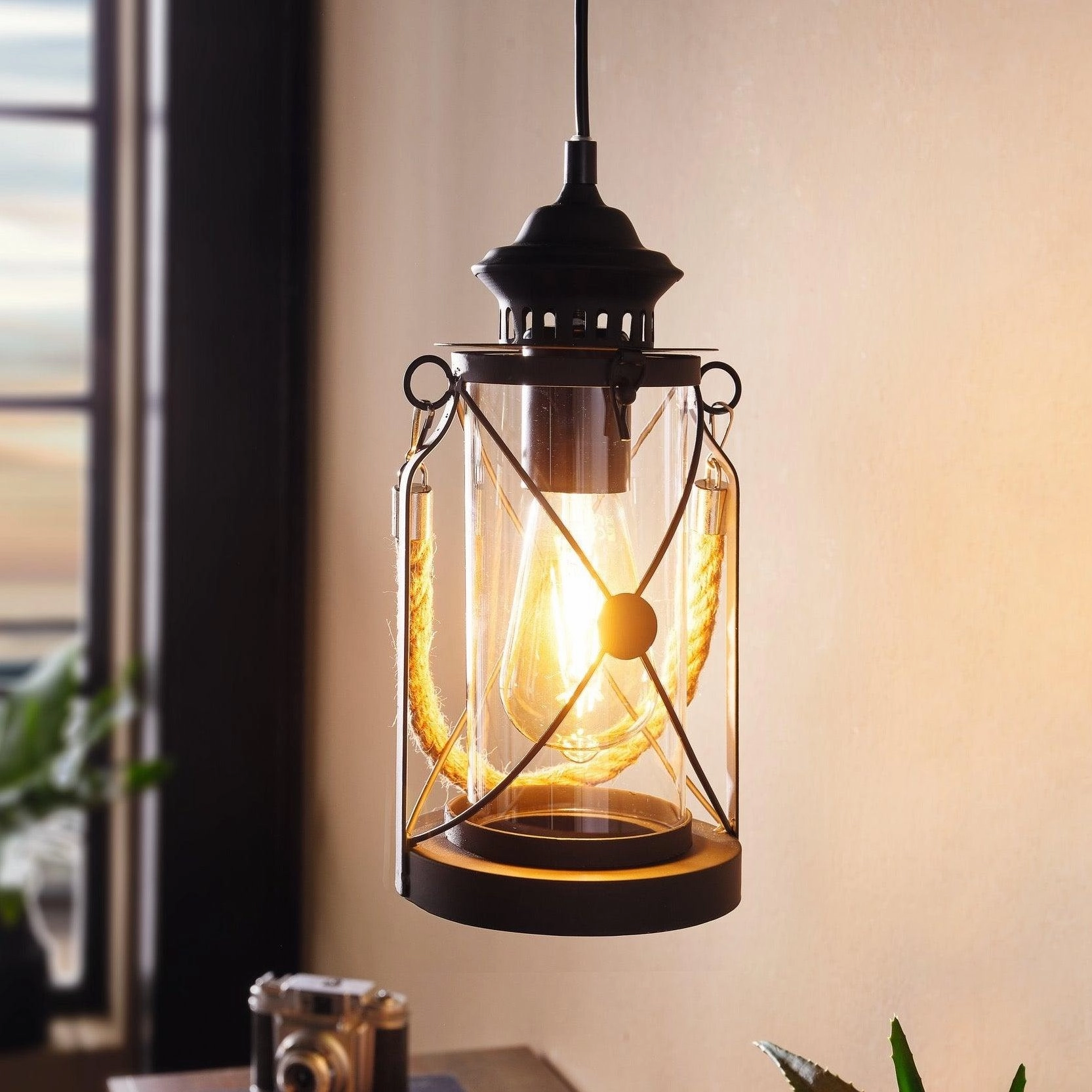 Eglo Bradford Lantern Style Black Ceiling Pendant