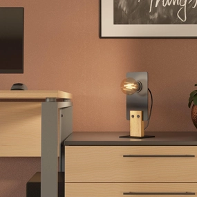 Eglo Bramerton Black & Wooden Table Lamp energy-saving LED light