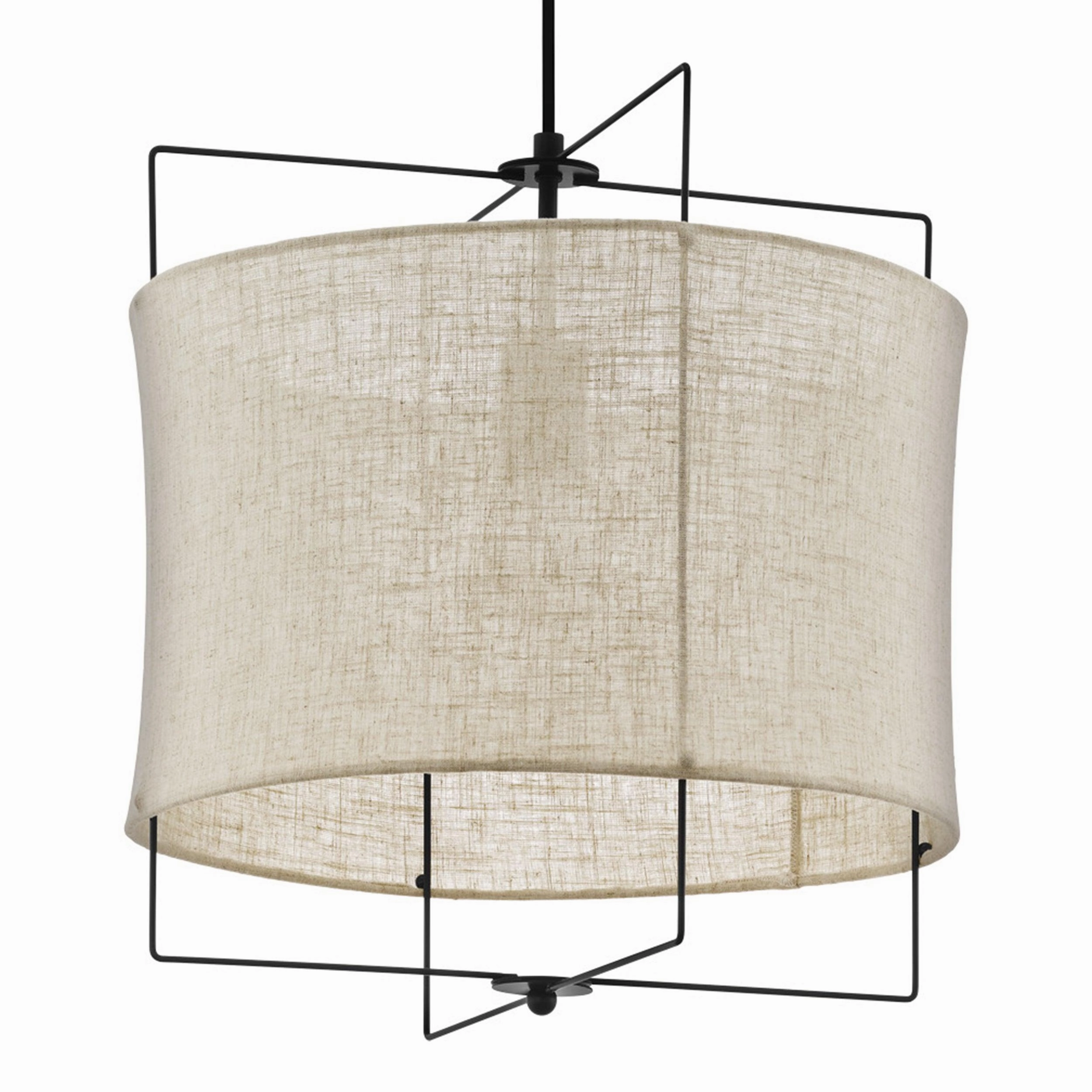 Eglo Bridekirk Black Metal Frame Ceiling Pendant - Linen Shade