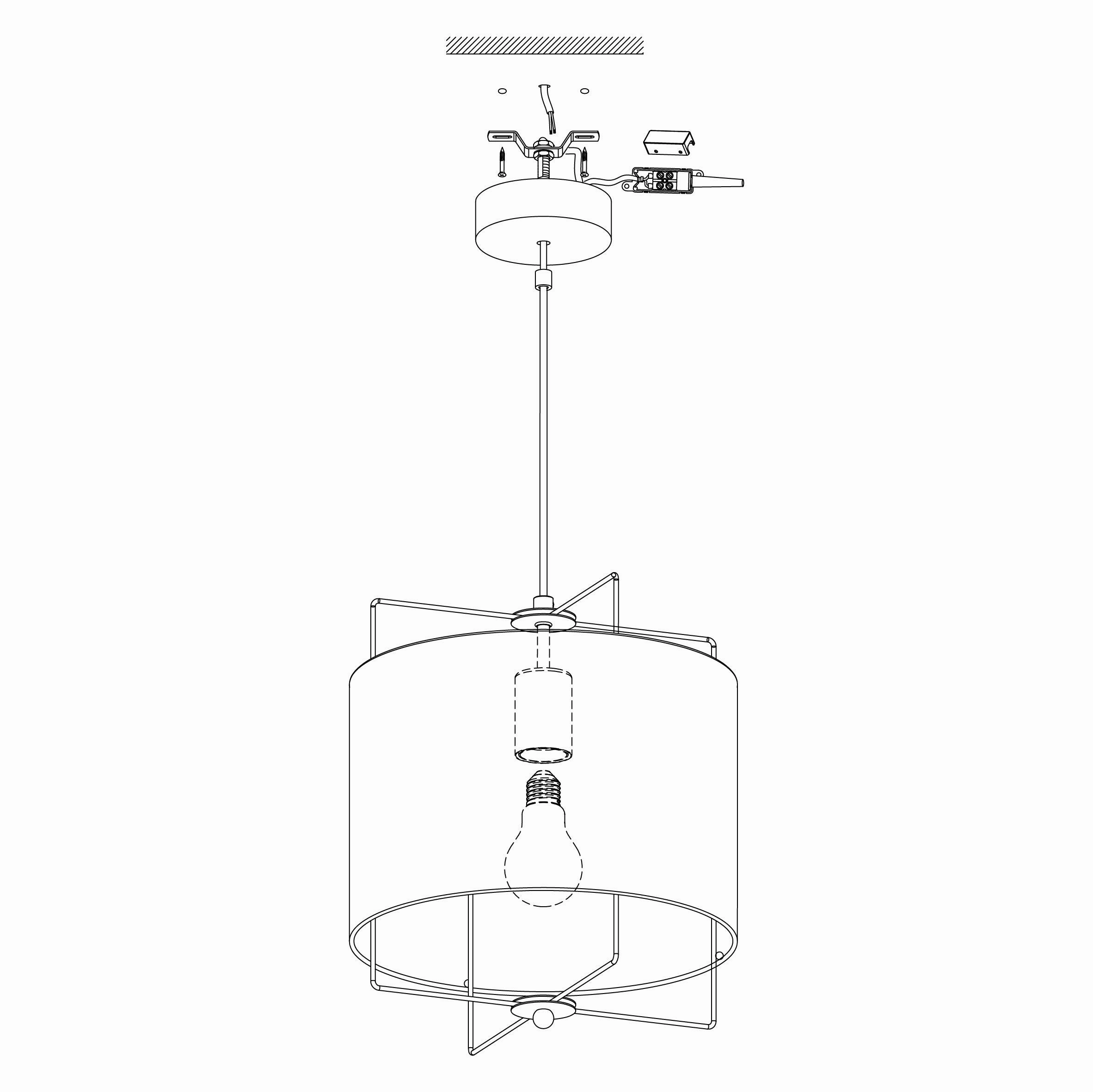 Eglo Bridekirk Black Metal Frame Ceiling Pendant - Linen Shade
