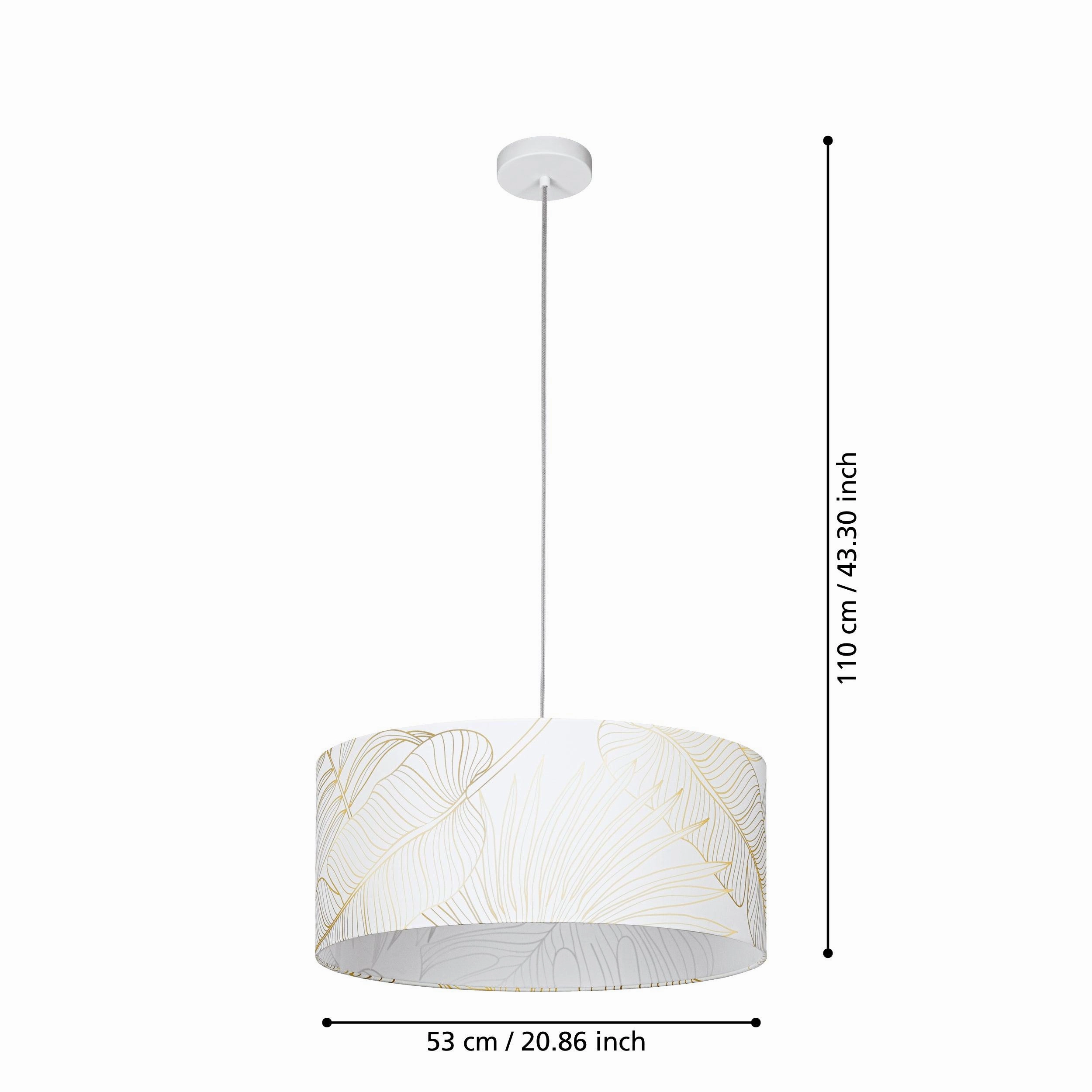 Eglo Bucamaranga Round White & Gold Leaf Design Fabric Pendant