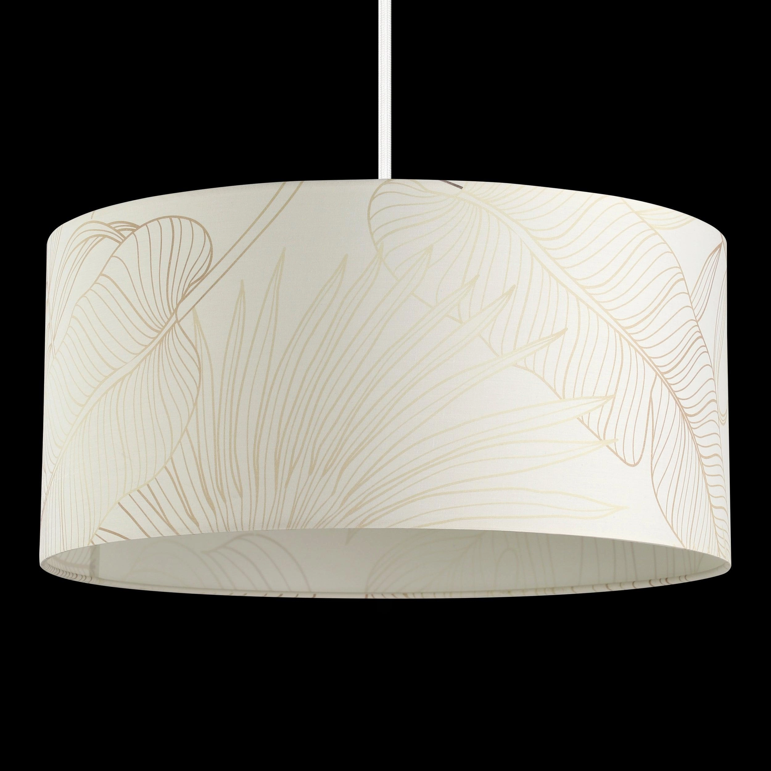 Eglo Bucamaranga Round White & Gold Leaf Design Fabric Pendant