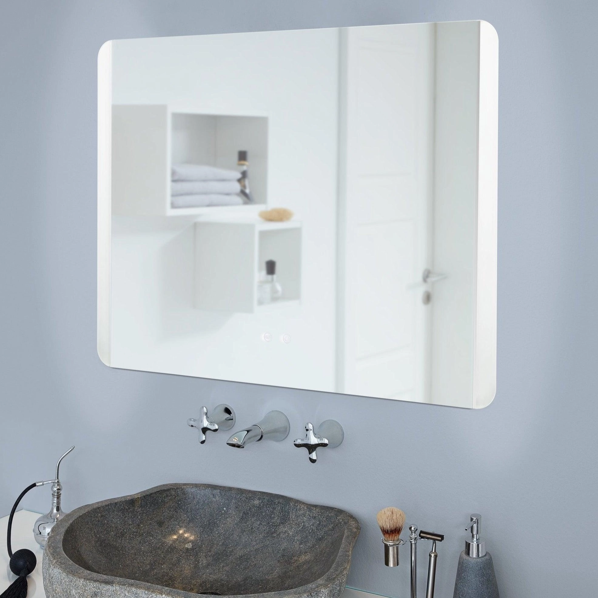 Eglo Buenavista 2 IP44 LED Floating Rectangular Touch Bathroom Mirror - 80cm