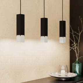 Eglo Butrano 3 Light Black & Silver Bar Shaped Pendant sleek LED ceiling lamp