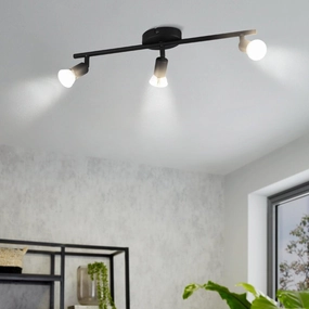 Eglo Buzz-LED Black 3 Light Bar Spotlight tall arc lamp for living room