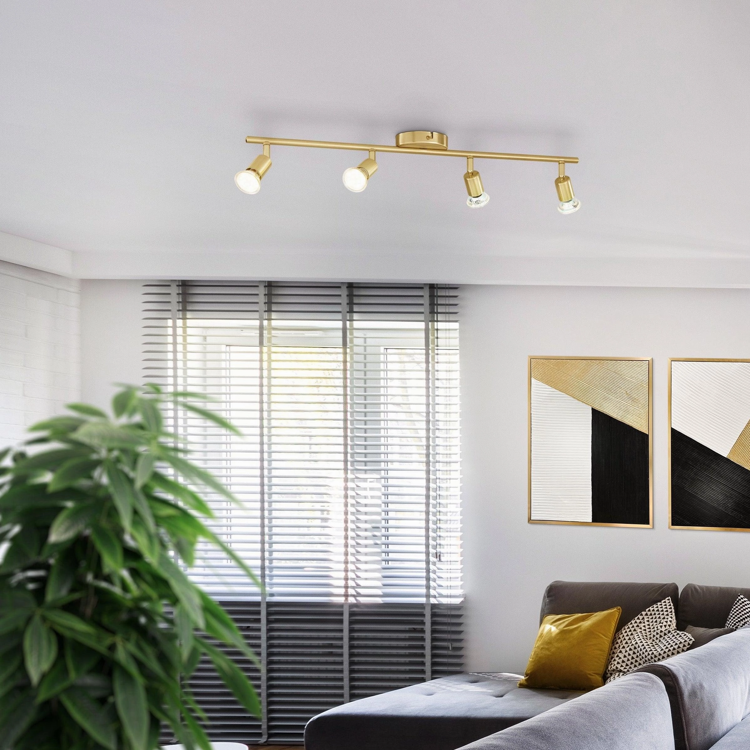 Eglo Buzz-LED Brass 4 Light Bar Spotlight tall arc lamp for living room