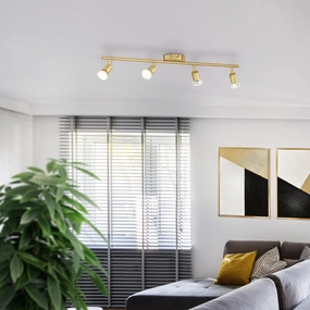 Eglo Buzz-LED Brass 4 Light Bar Spotlight tall arc lamp for living room
