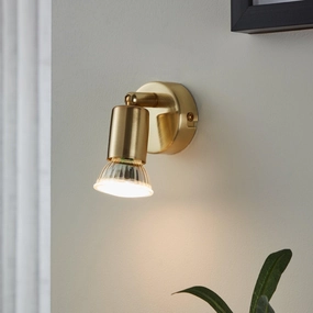 Eglo Buzz-LED Brass Wall Spotlight tall arc lamp for living room