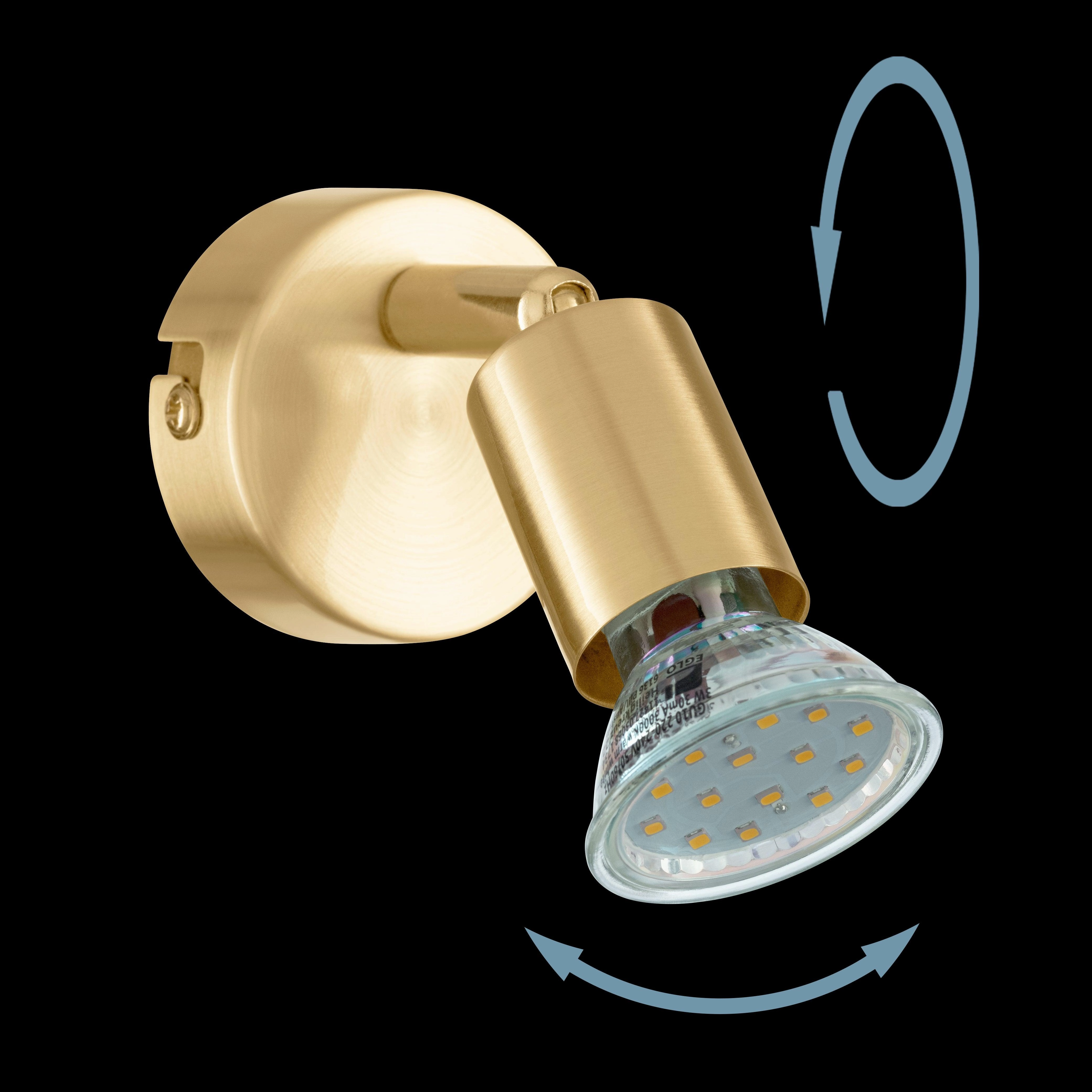 Eglo Buzz-LED Brass Wall Spotlight
