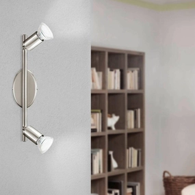 Eglo Buzz-LED Nickel 2 Light Bar Spotlight tall arc lamp for living room