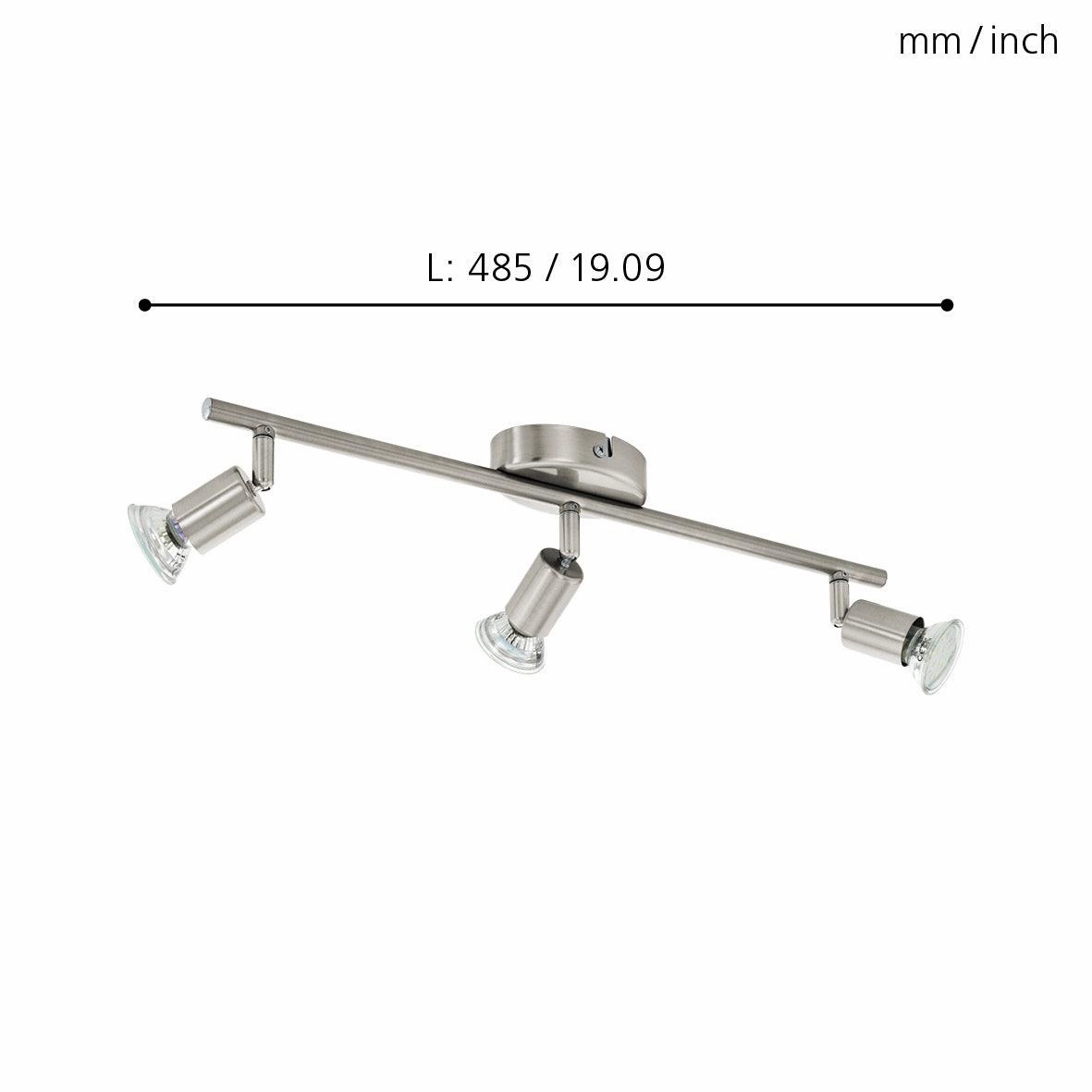 Eglo Buzz-LED Nickel 3 Light Bar Spotlight