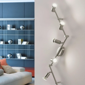 Eglo Buzz-LED Nickel 6 Light Bar Spotlight tall arc lamp for living room