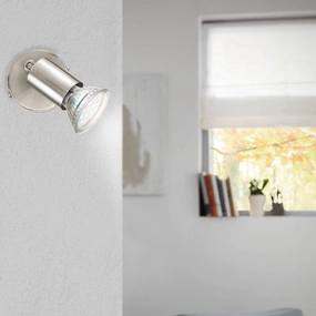Eglo Buzz-LED Nickel Wall Spotlight tall arc lamp for living room