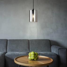 Eglo Cadaques 1 Cylindrical Smoked Glass Ceiling Pendant sleek LED ceiling lamp