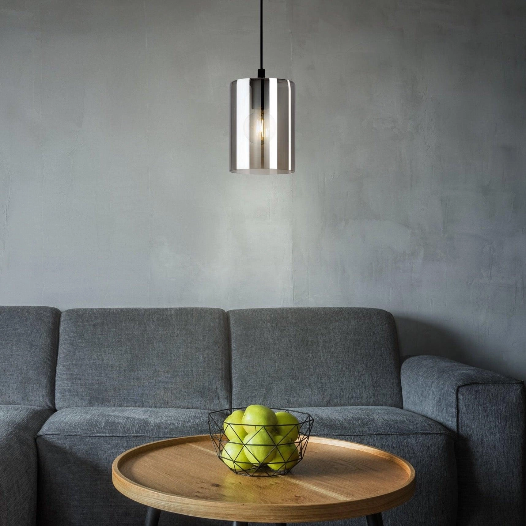 Eglo Cadaques 1 Cylindrical Smoked Glass Ceiling Pendant sleek LED ceiling lamp