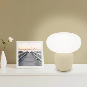 Eglo Cahuama Brown Ceramic Table Lamp - Satin White Glass Shade energy-saving LED light