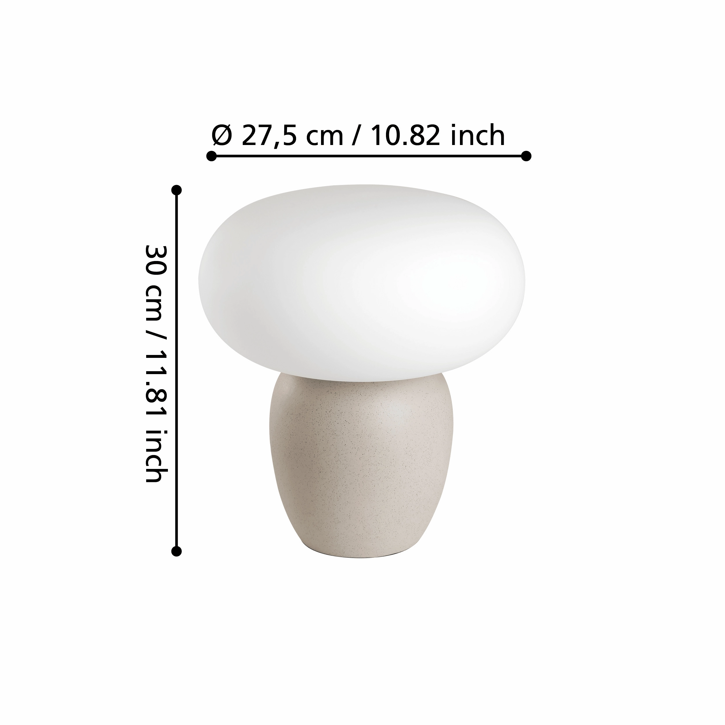Eglo Cahuama Brown Ceramic Table Lamp - Satin White Glass Shade