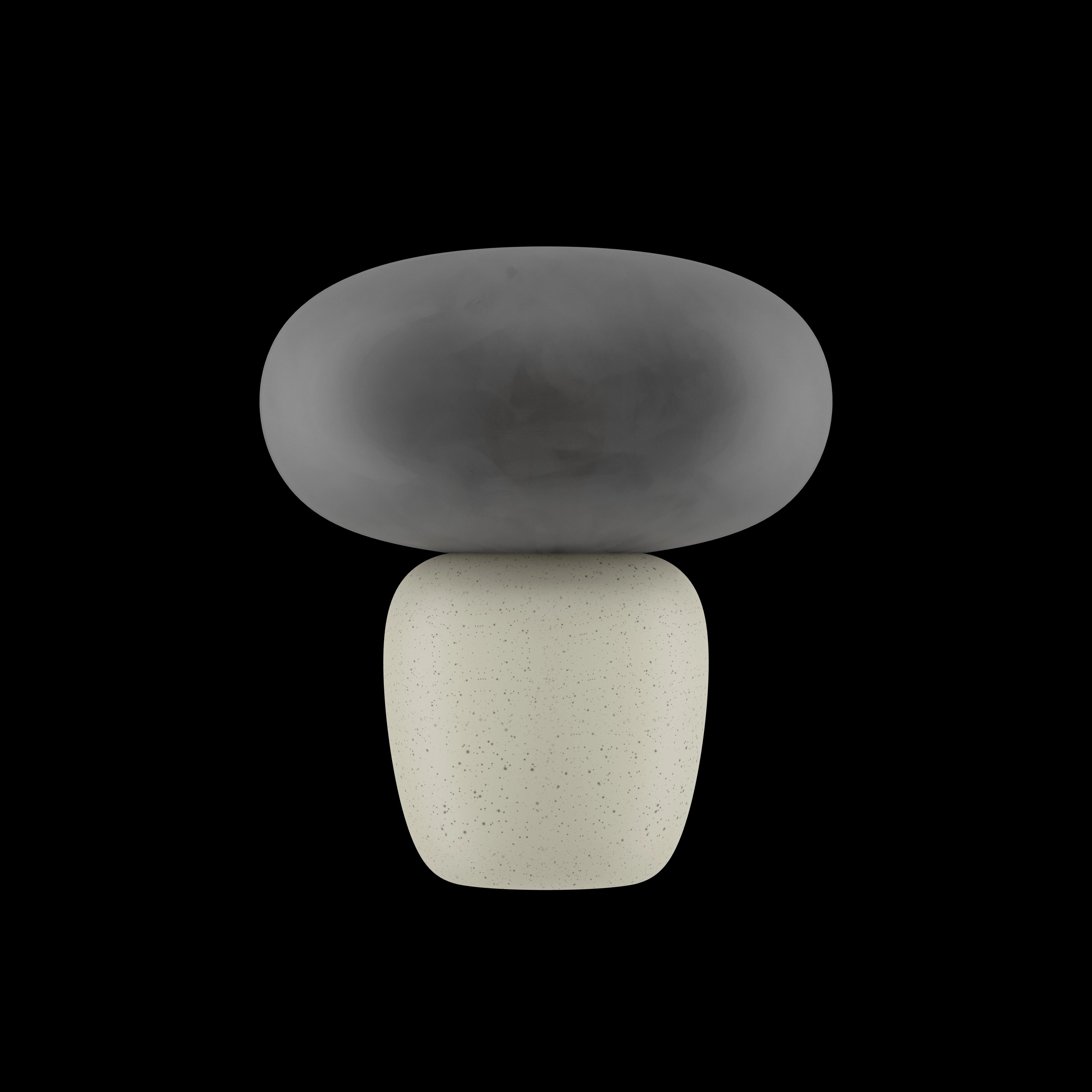 Eglo Cahuama White Ceramic Table Lamp - Satin Grey Glass Shade