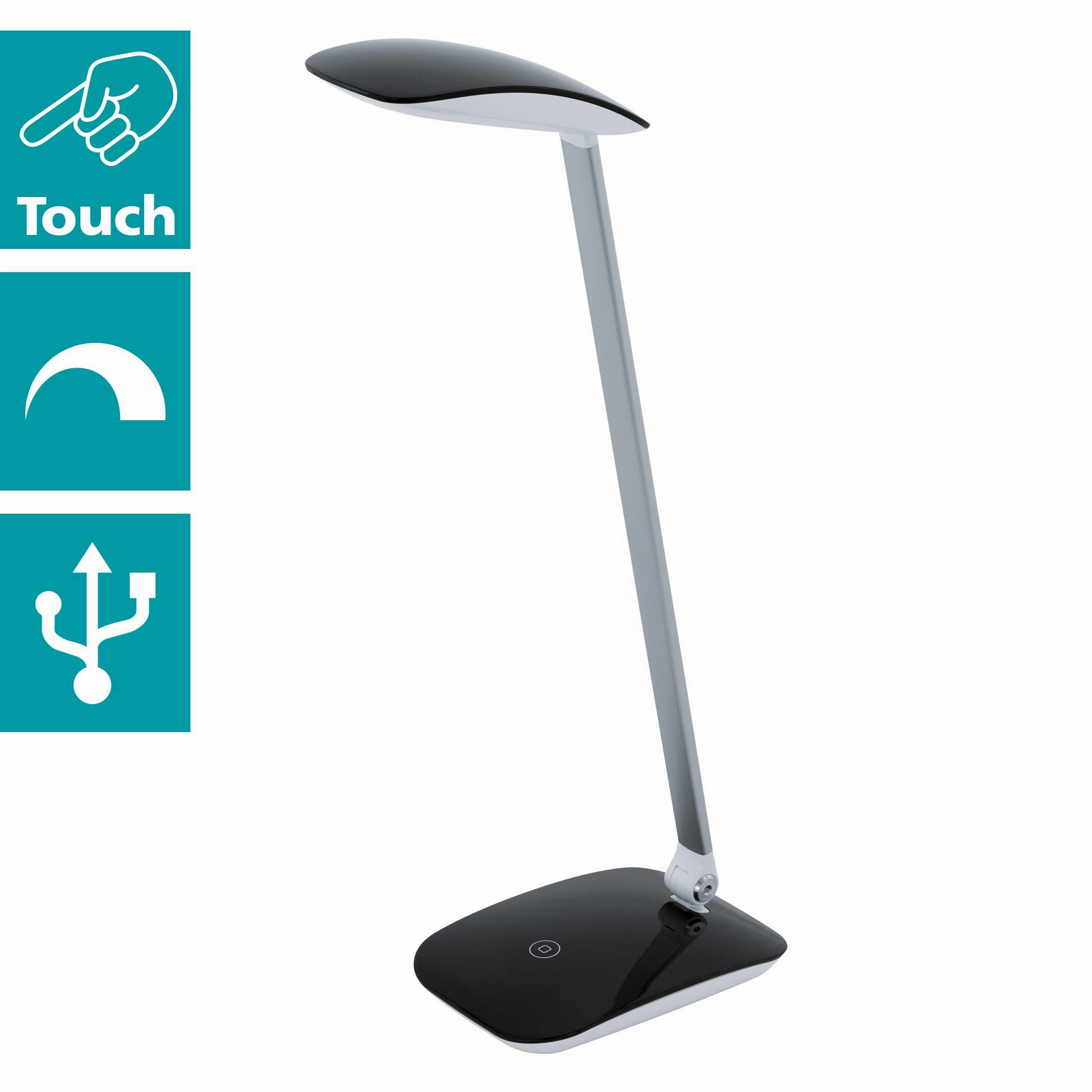 Eglo Cajero Black LED Desk Lamp - USB Port