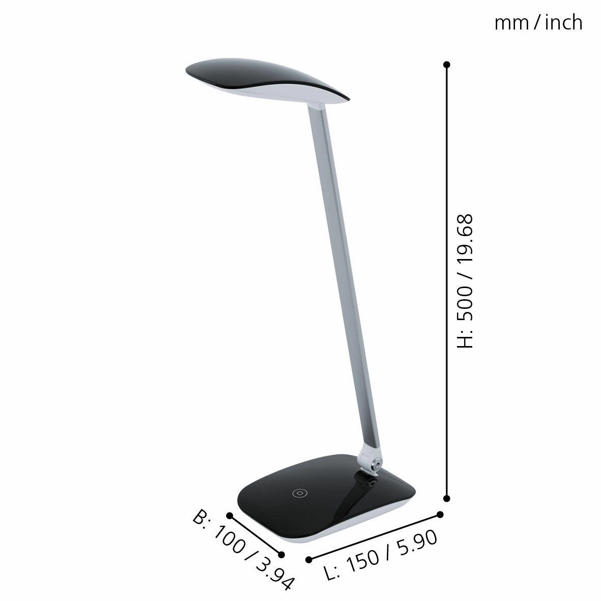 Eglo Cajero Black LED Desk Lamp - USB Port