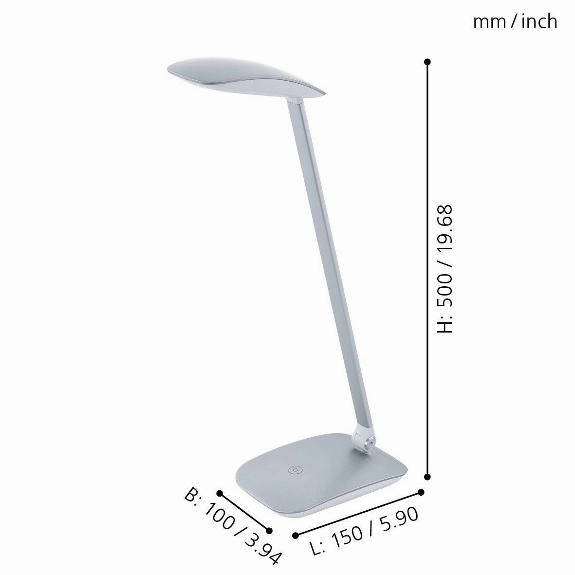 Eglo Cajero Silver LED Desk Lamp With USB