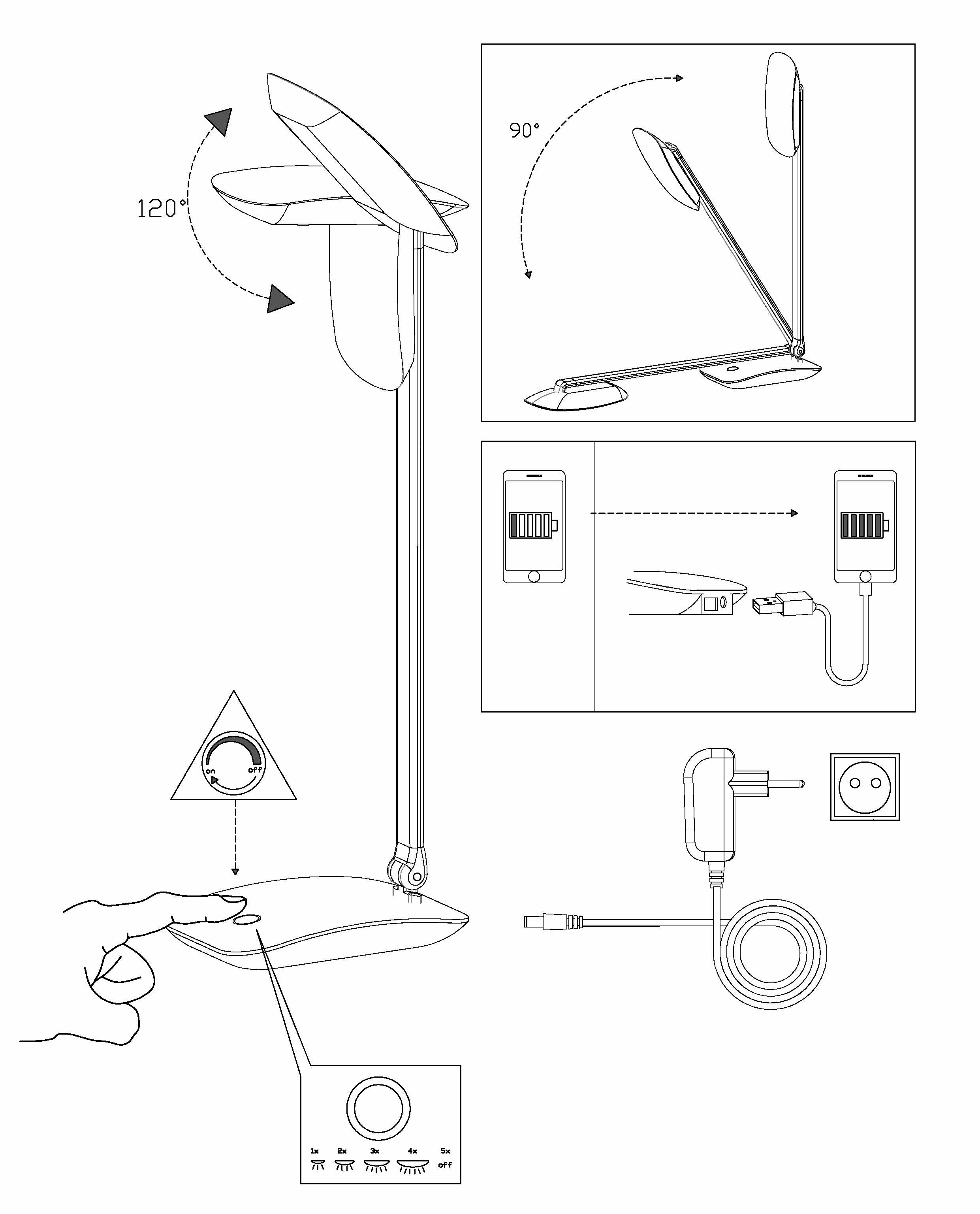 Eglo Cajero Silver LED Desk Lamp With USB
