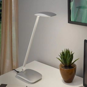 Eglo Cajero Silver LED Desk Lamp With USB energy-saving LED light