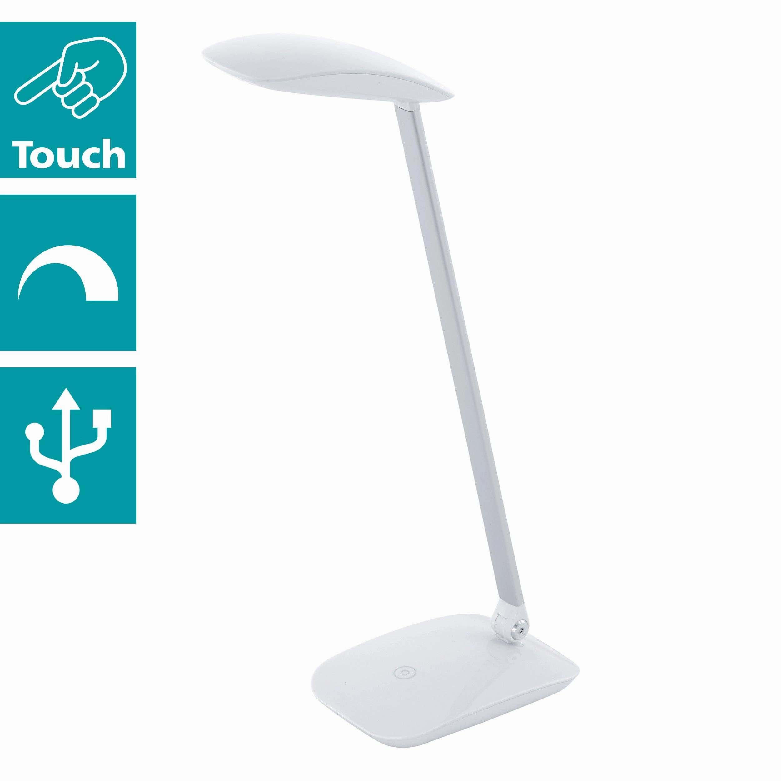 Eglo Cajero White LED Desk Lamp - USB Port