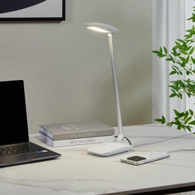 Eglo Cajero White LED Desk Lamp - USB Port energy-saving LED light