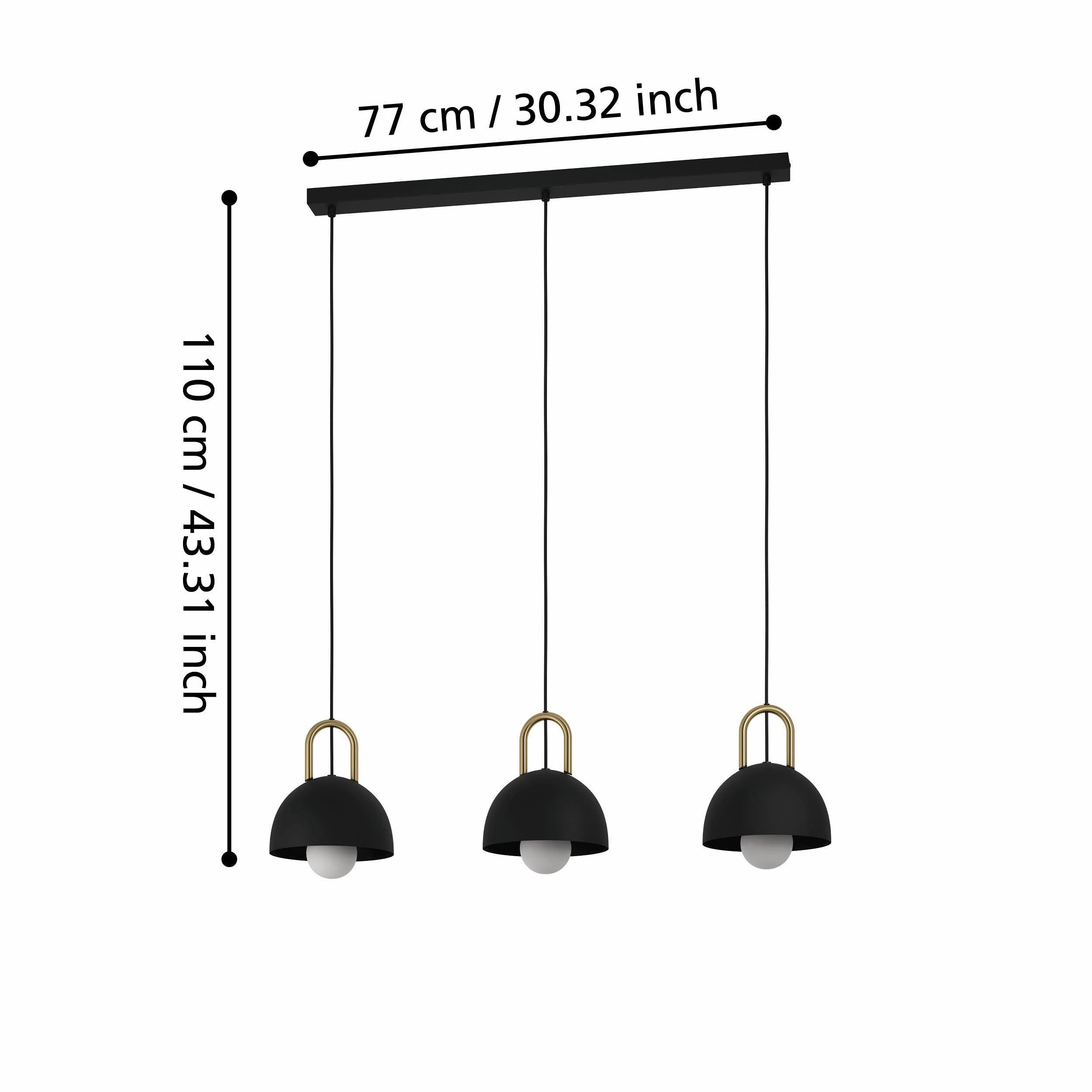 Eglo Calmanera 3 Light Black & Brass Round Pendant