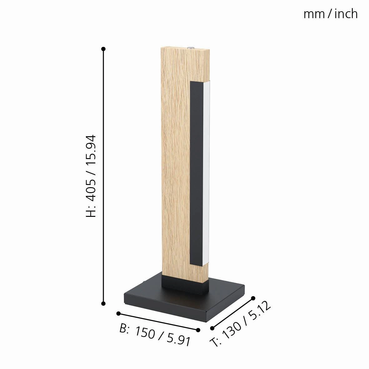 Eglo Camacho LED Touch Black & Wooden Table Lamp