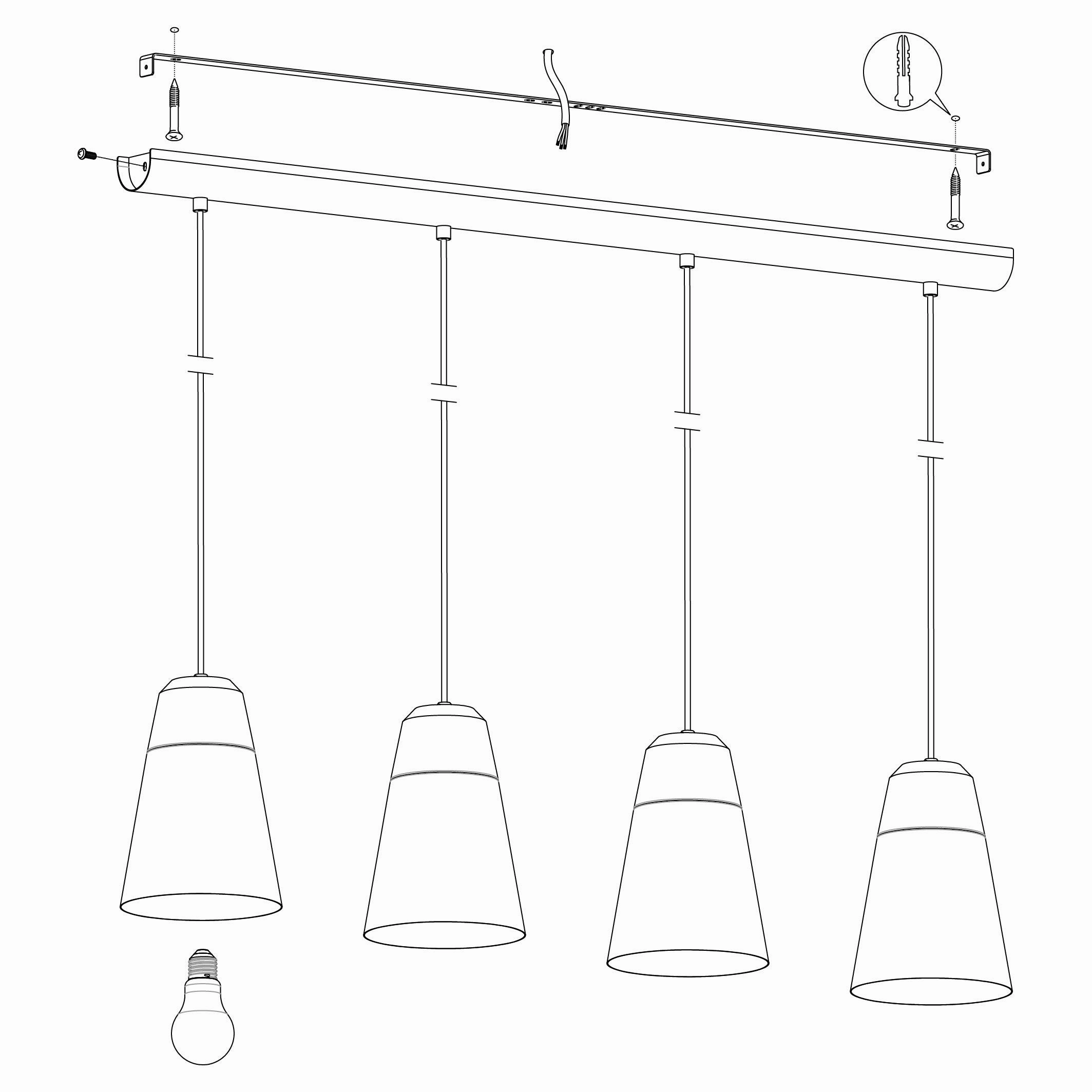Eglo Canterras 4 Light Black & Dark Grey Conical Metal Pendant
