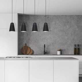 Eglo Canterras 4 Light Black & Dark Grey Conical Metal Pendant sleek LED ceiling lamp