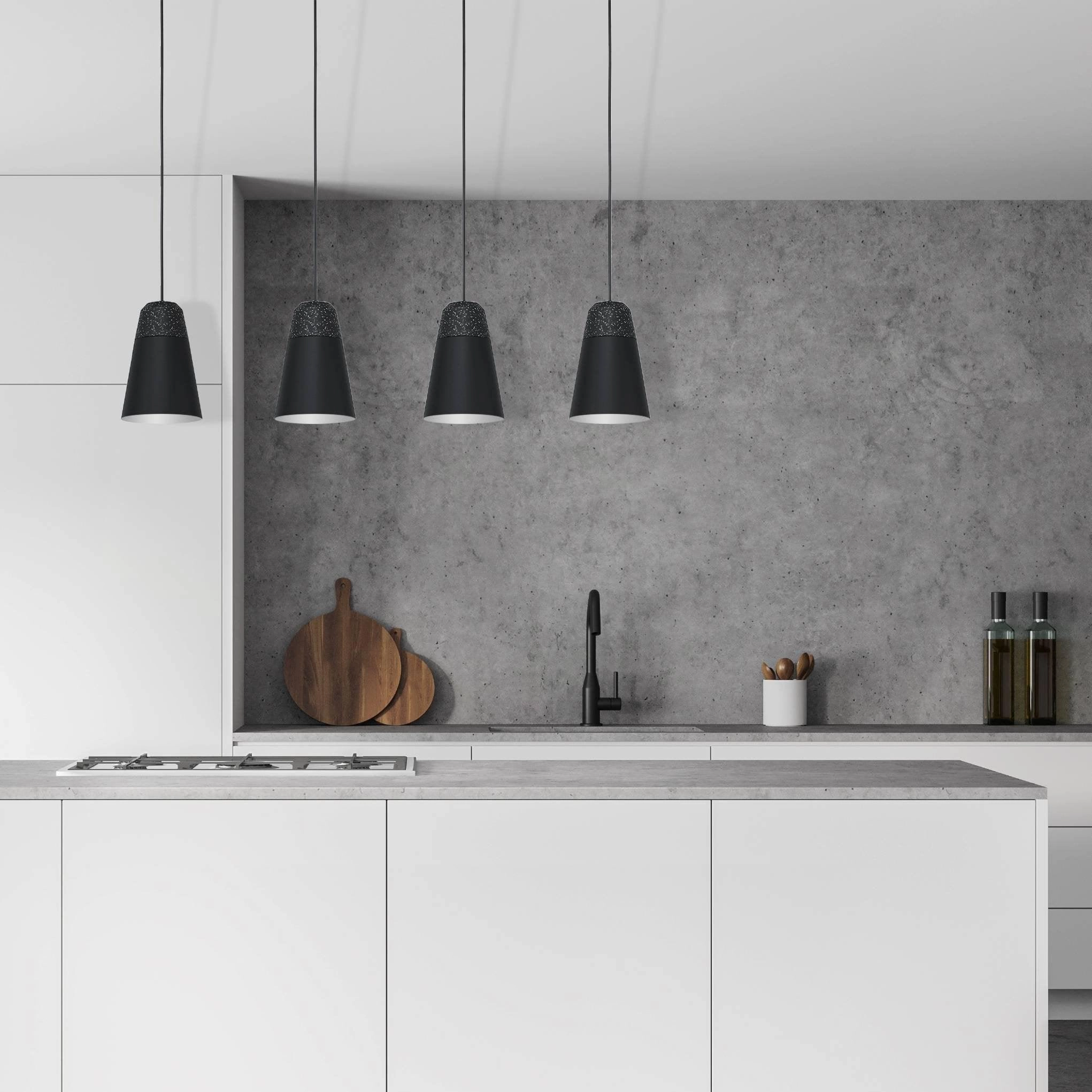Eglo Canterras 4 Light Black & Dark Grey Conical Metal Pendant sleek LED ceiling lamp