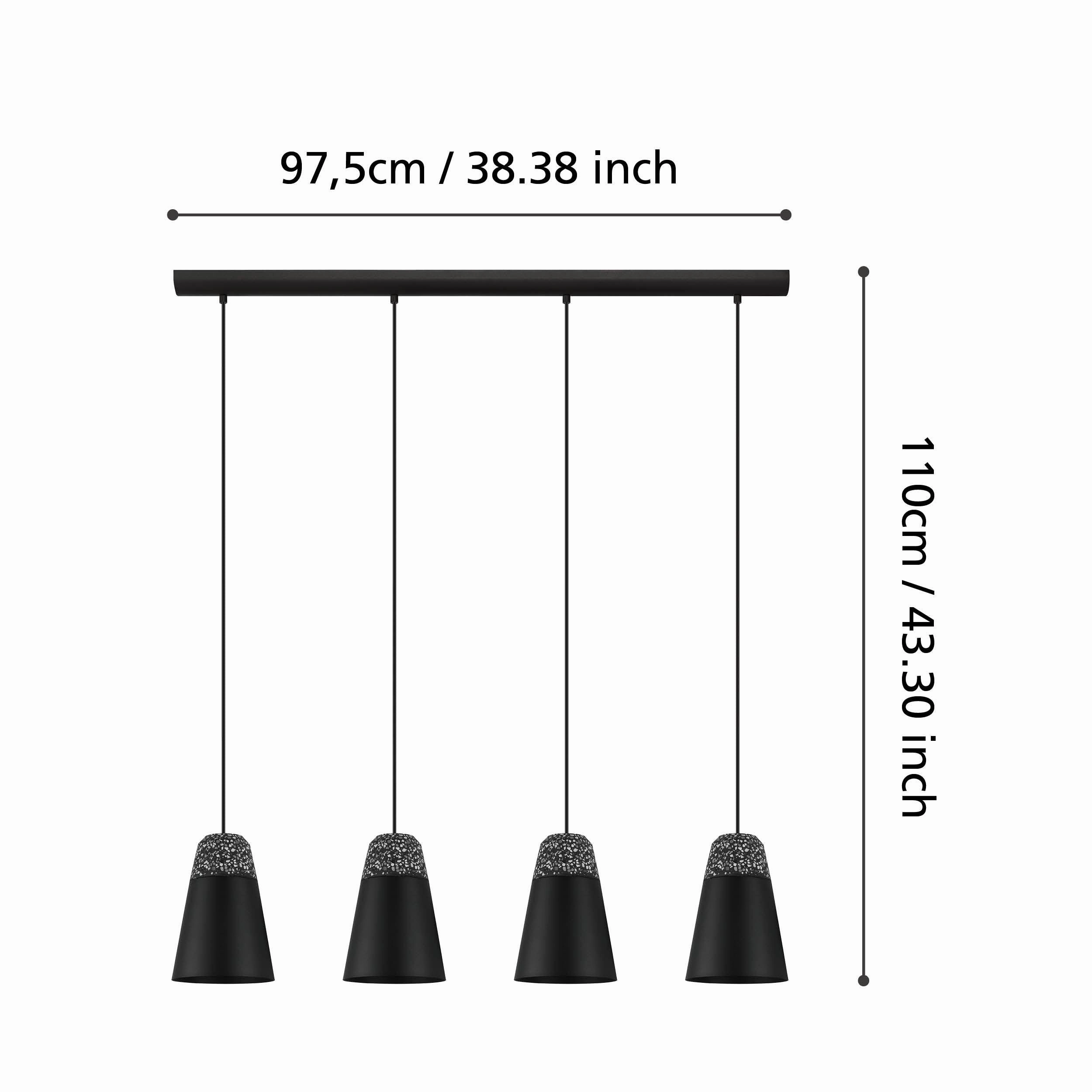Eglo Canterras 4 Light Black & Dark Grey Conical Metal Pendant