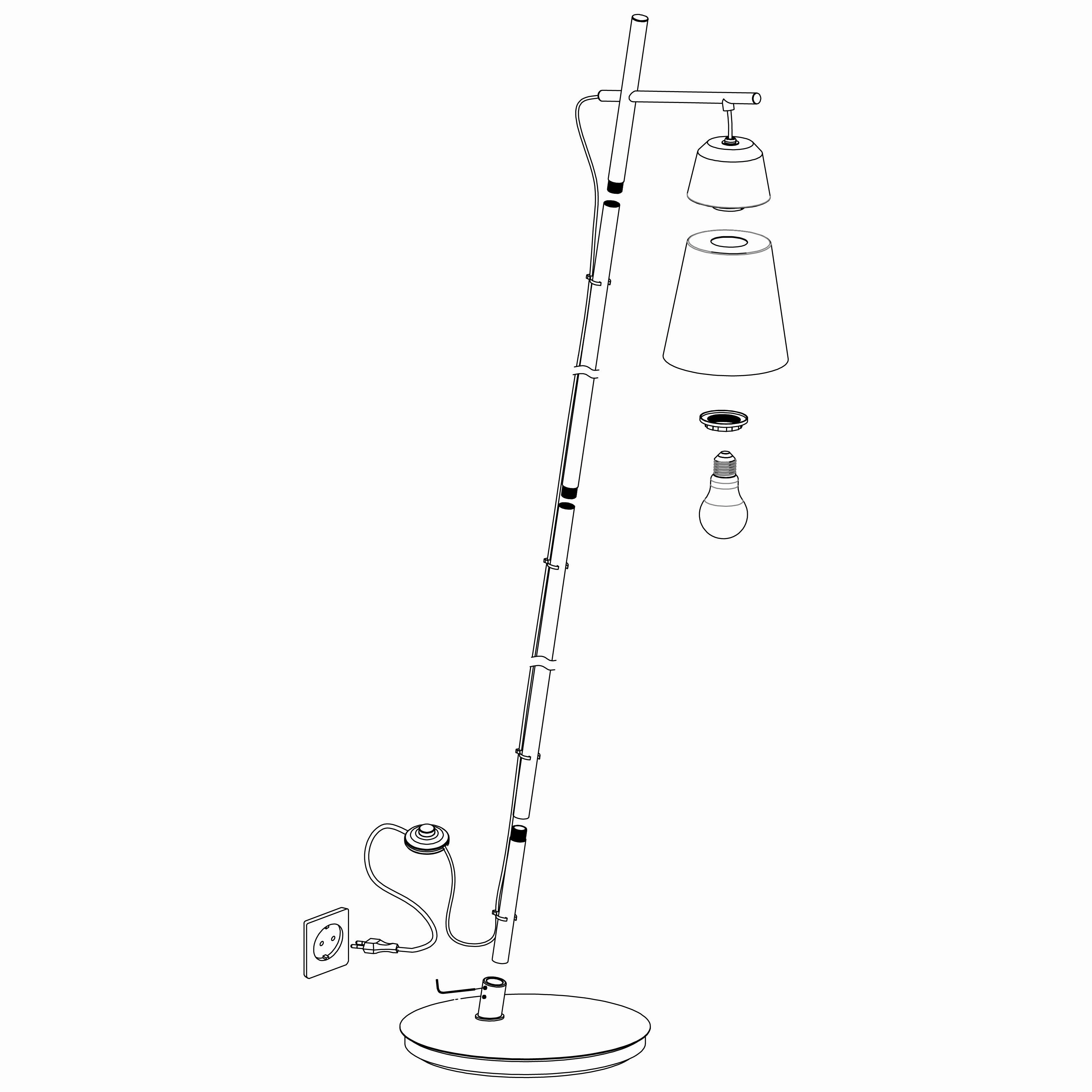 Eglo Canterras Black Floor Lamp With Conical Metal Shade