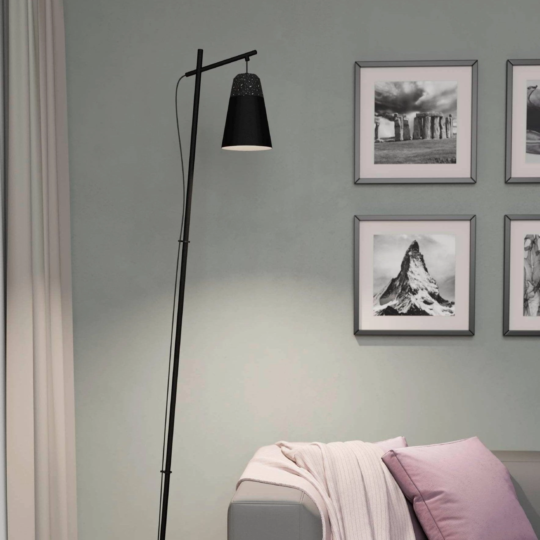 Eglo Canterras Black Floor Lamp With Conical Metal Shade